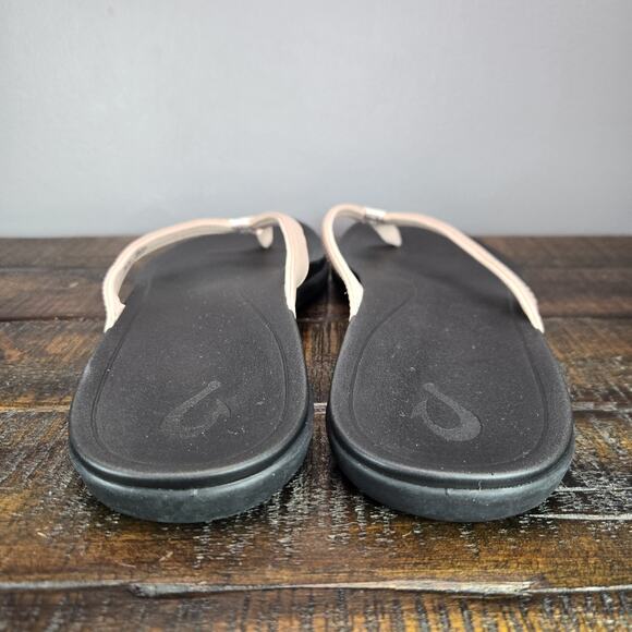 NEW Olukai Ho'Opio Womens Size 11 Sandal Flip Flop Thong Flats Floral Pink Black - Picture 4 of 11